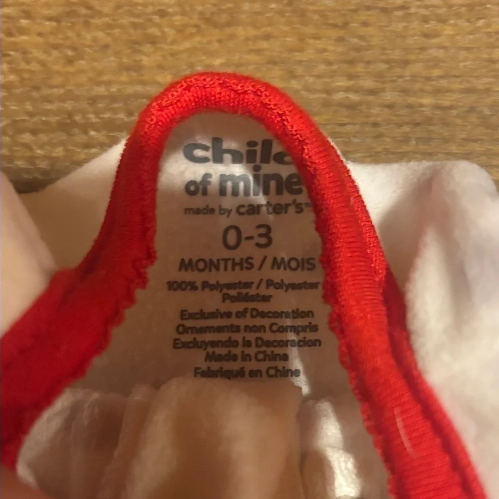 Carter's White and Red Reindeer Footie